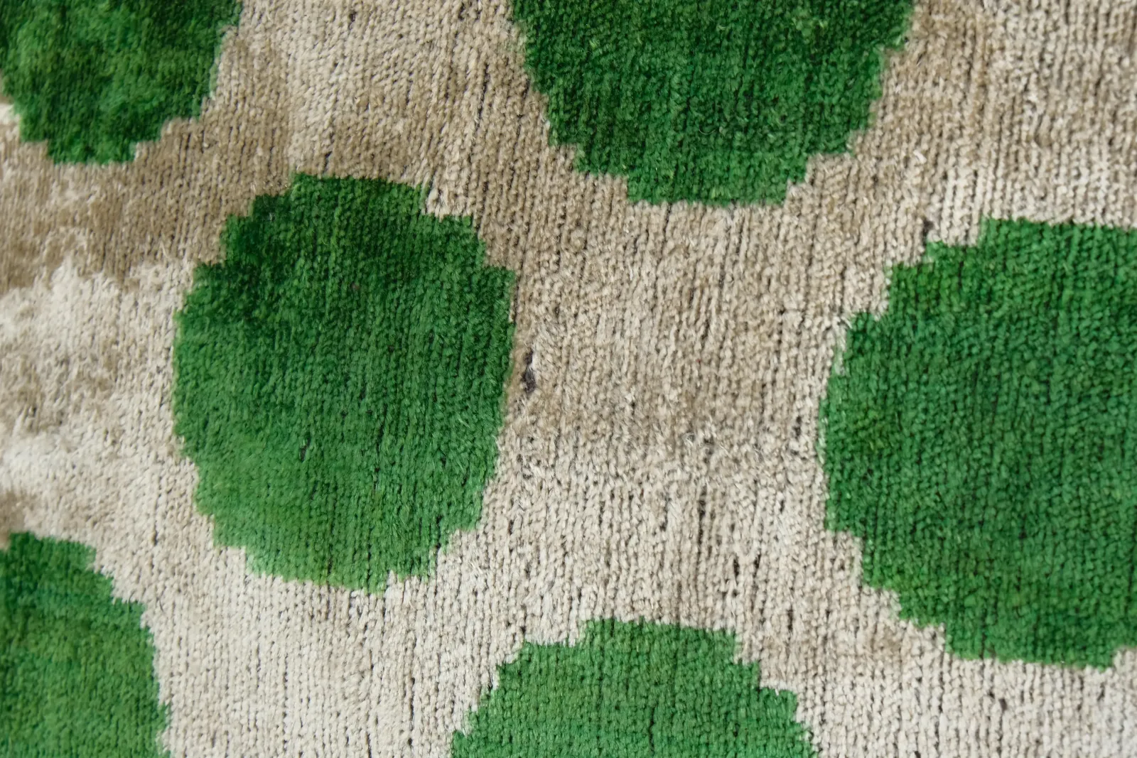 Square Green Ikat Velvet Pillow Cover 14" X 14" photo Textiles