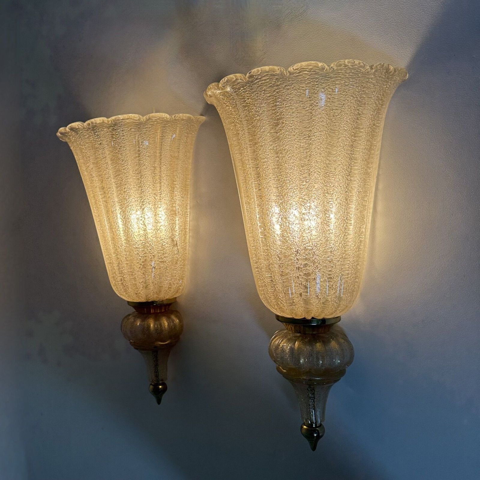 Pair Of Xl Barovier & Toso Wall Lamps Sconce Murano Glass , 1970s photo 4562.0