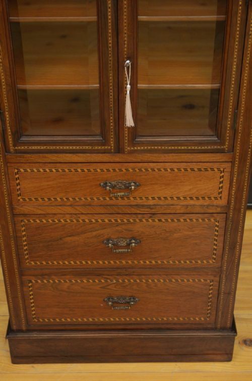 Furniture Edwardian Rosewood And Mahogany Cabinet photo