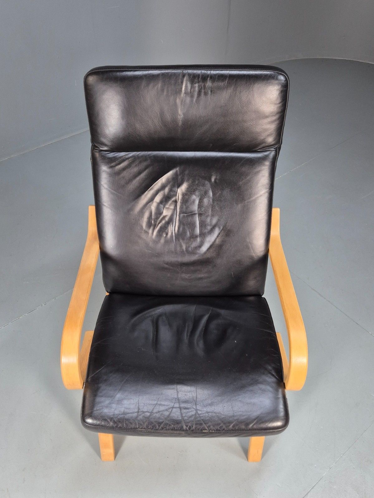 Danish Black Leather Bentwood Armchair Stouby Style Beech Frame  Eb10299 Mben photo Furniture