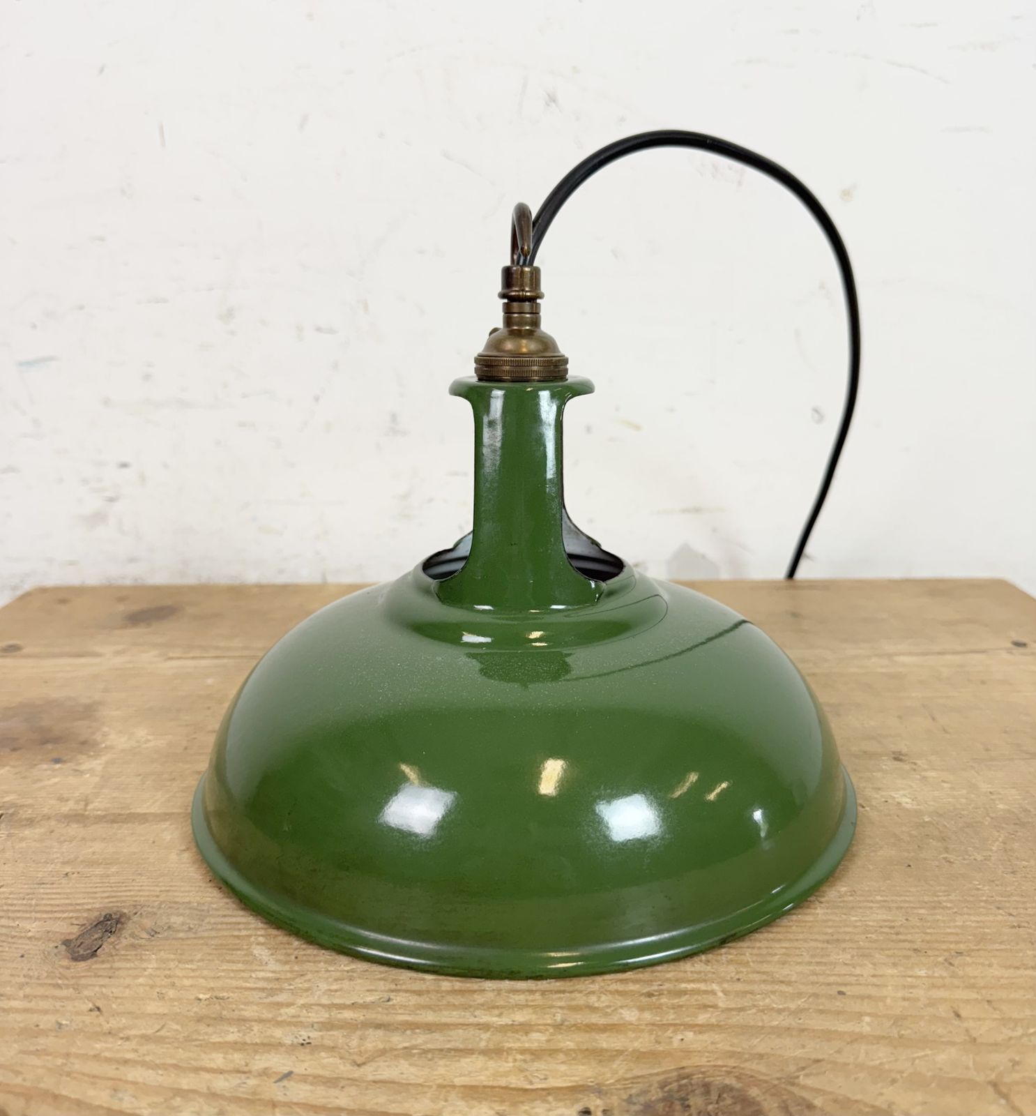 Industrial Green Enamel Factory Pendant Lamp From Coolicon, 1950s photo furniture