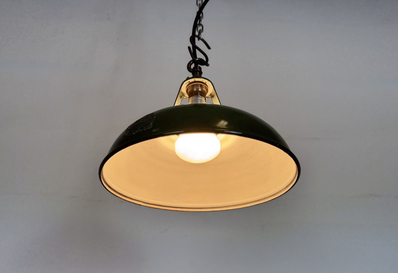 Lighting Industrial Green Enamel Factory Pendant Lamp From Coolicon, 1950s photo