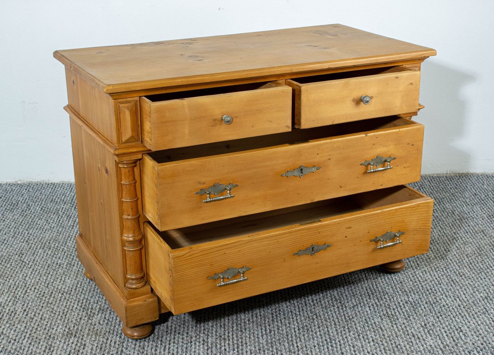 Antique Waxed Stripped Pine Chest Of 4 Drawers, Late 19th Century photo furniture