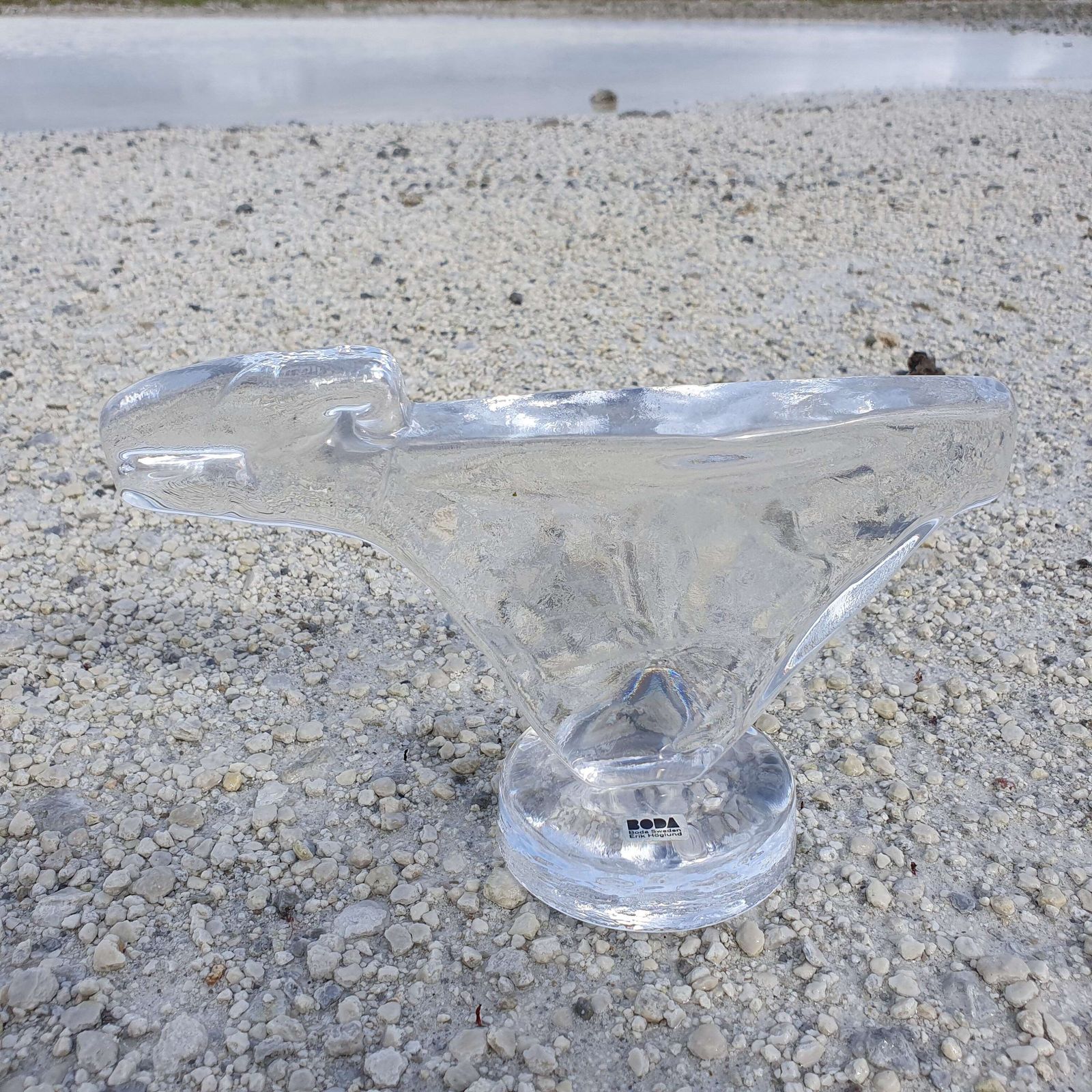 Erik Hoglund For Boda, Sweden. A Clear Glass Dinosaur Figurine. 1960s photo furniture