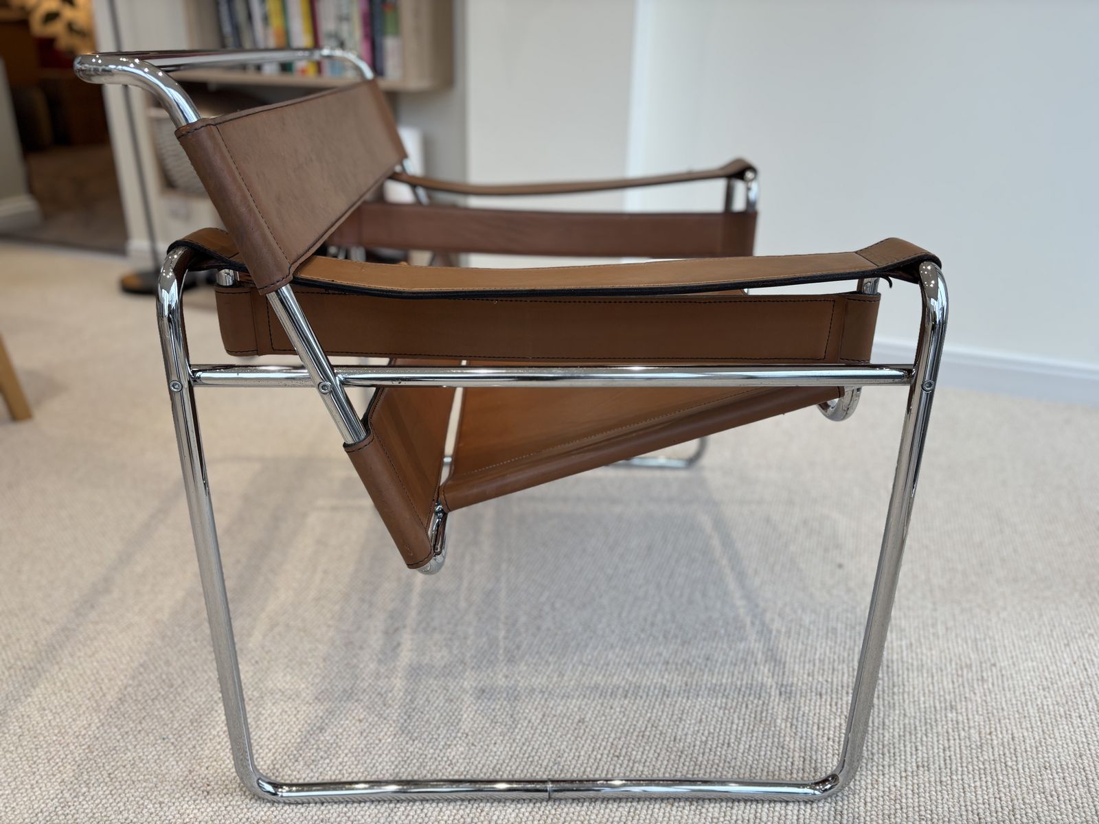 Wassily Chair By Marcel Breuer/Vintage Armchair/Chrome Frame With Brown Leather photo furniture