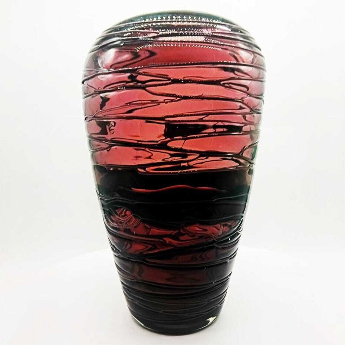 1970s Purple Vase In Hand Worked, Hand Blown Murano Glass   Made In Italy. photo Home Decor