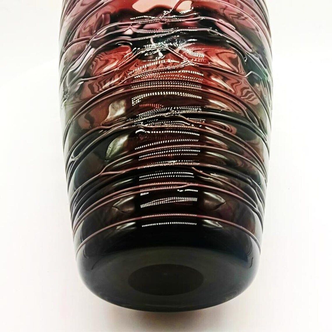1970s Purple Vase In Hand Worked, Hand Blown Murano Glass   Made In Italy. photo vintage