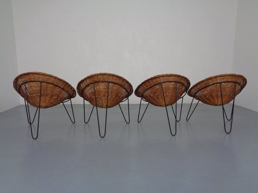 Mid Century German Bamboo Chairs, 1950s, Set Of 4 photo furniture
