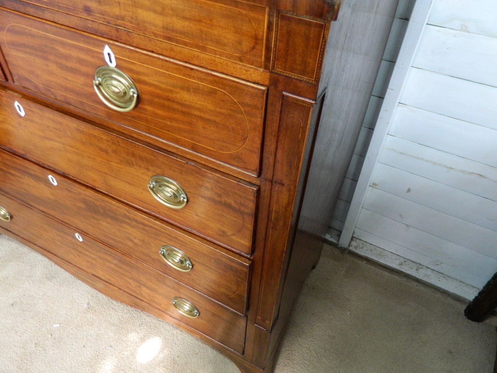 photo vintage Victorian Mahogany Inlay Chest Of Drawers