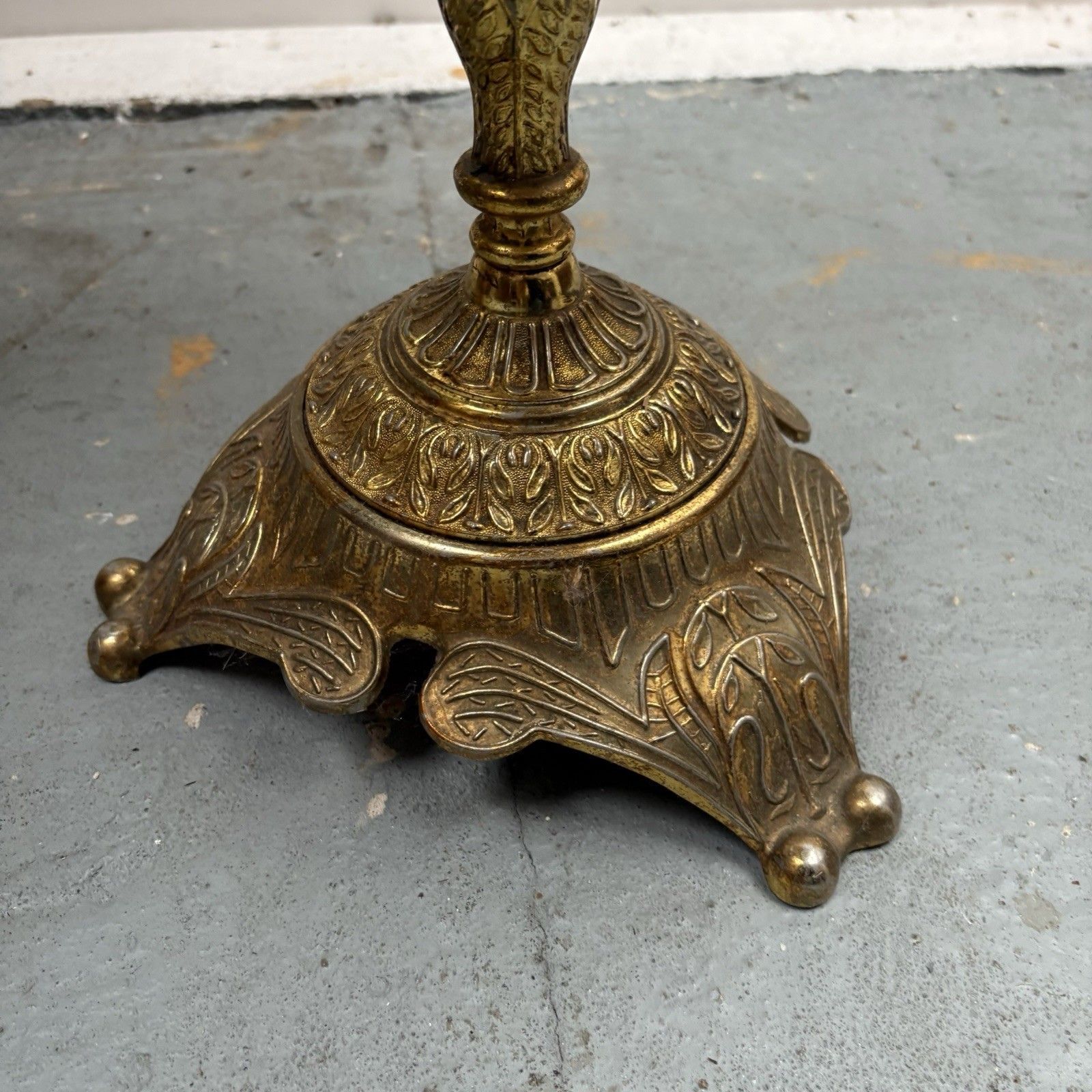 Furniture Vintage French Style Green Onyx Circular Top Brass Wine Or Side Table photo