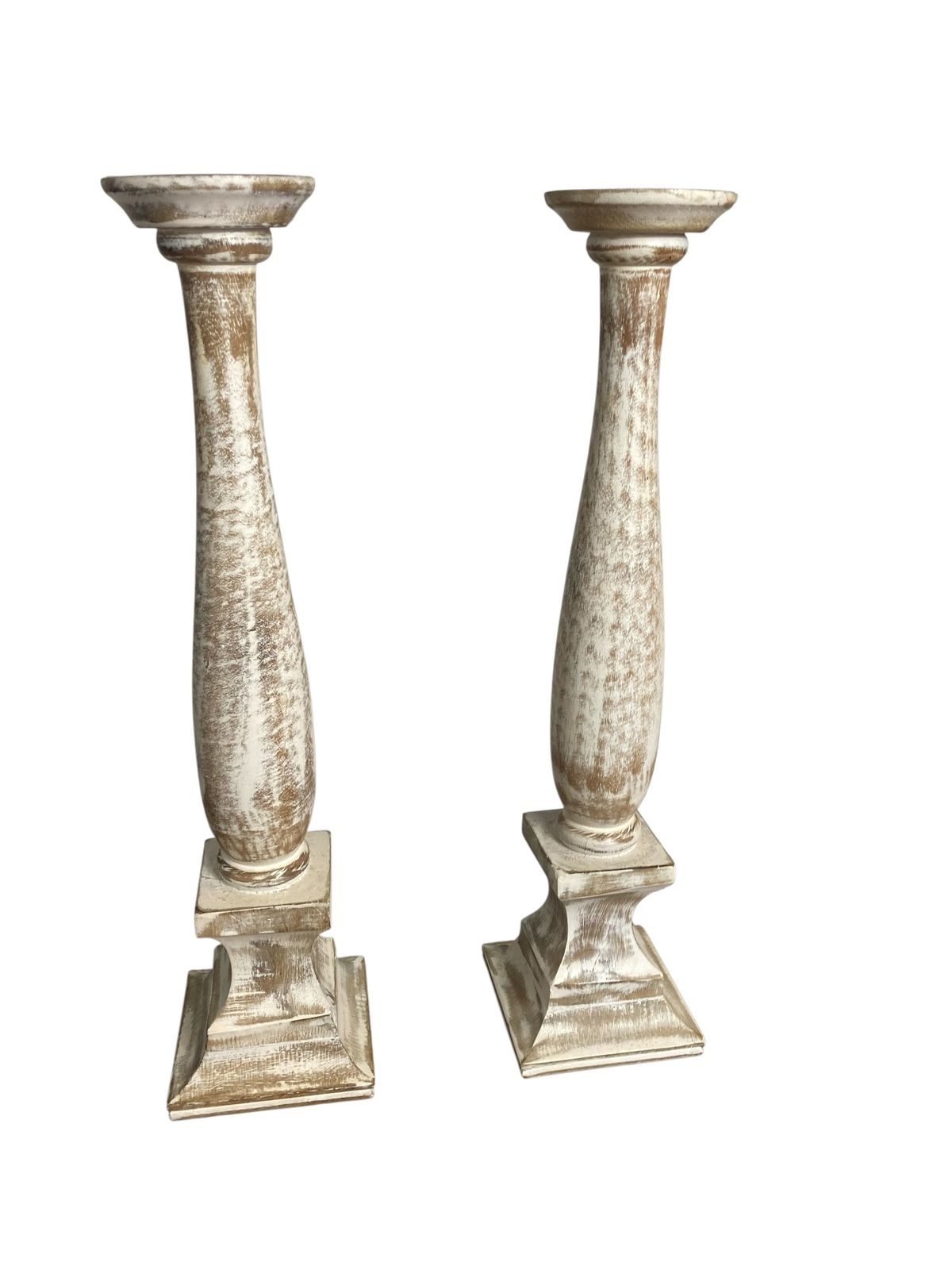 Pair Of Shabby Chic Candle Holders From Belgium Dry Scraped photo furniture