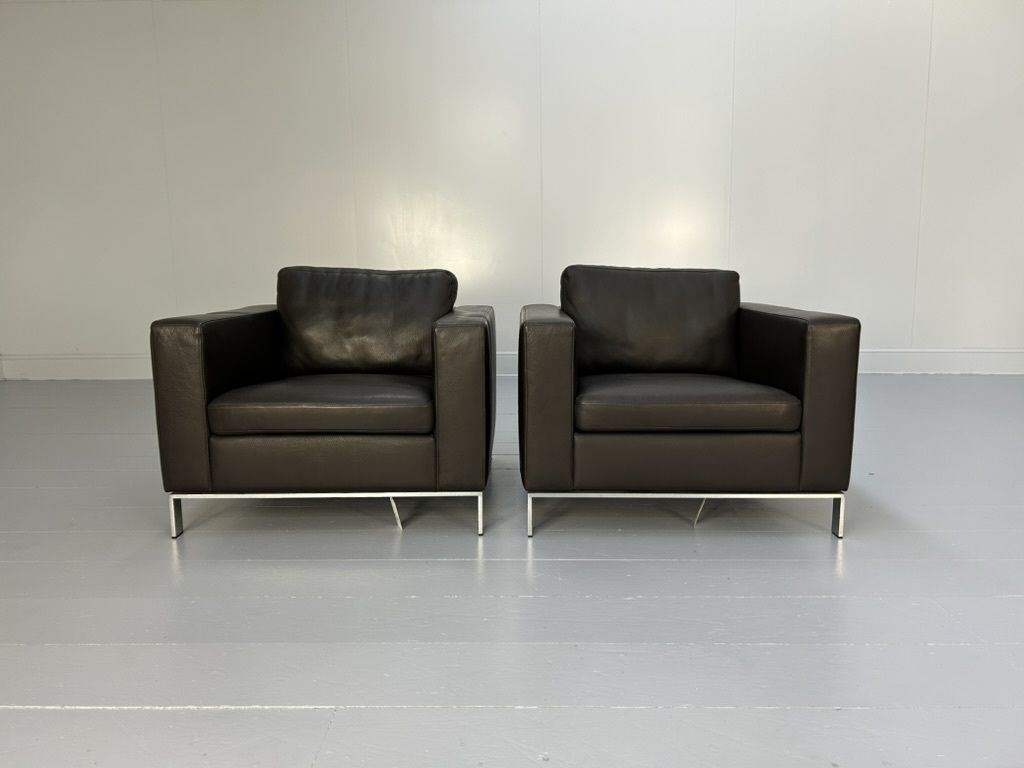 Pair Of Walter Knoll “Foster 503.10” Armchairs – In Dark Brown Leather
