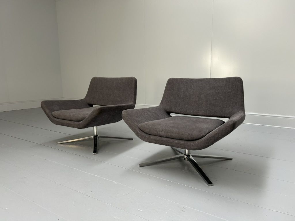 Pair Of B&B Italia “Metropolitan Me84” Armchairs – In Mid Grey Fabric