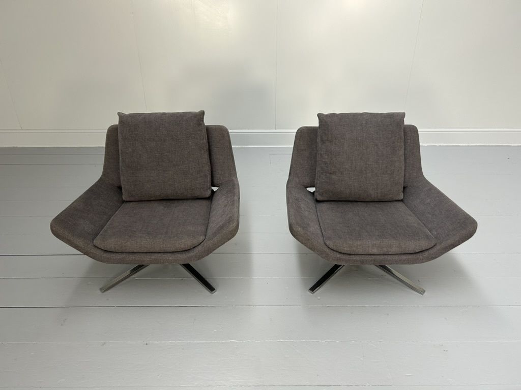 Pair Of B&B Italia “Metropolitan Me84” Armchairs – In Mid Grey Fabric photo for sale
