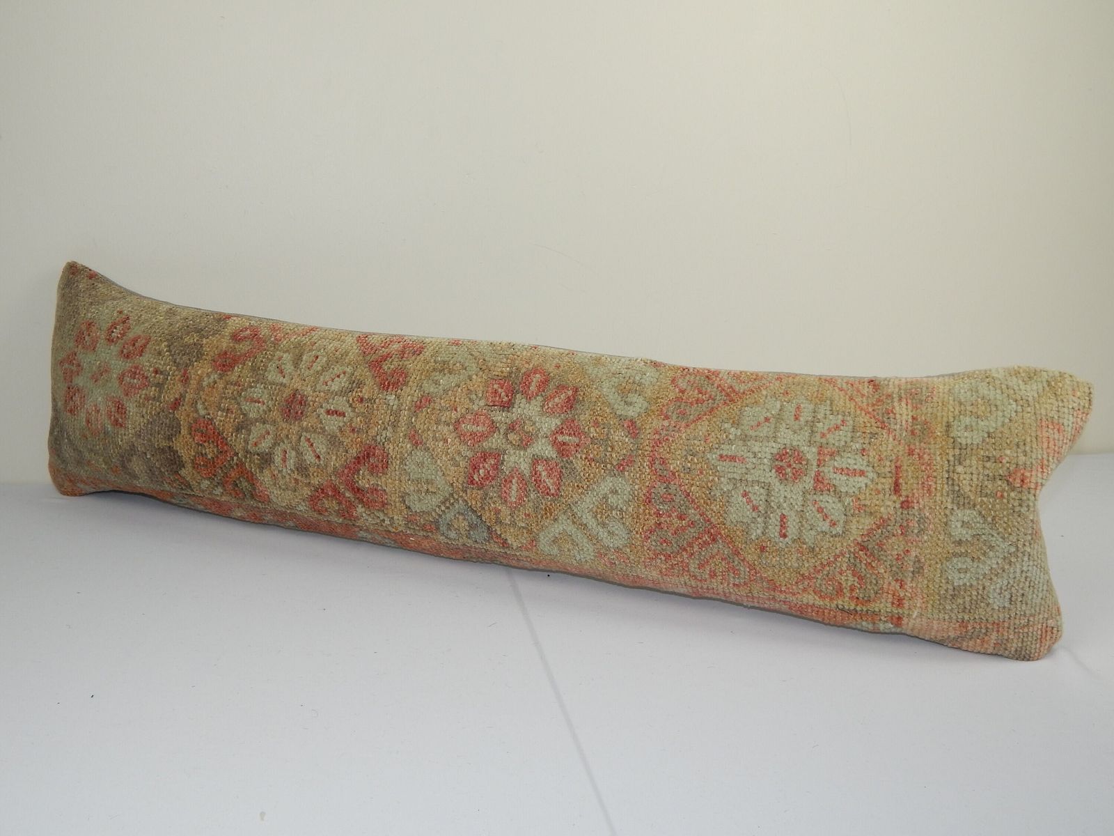 Muted Turkish Oushak Rug Pillow Copper Cover, Faded Kurdish Boho Woven Couch Bedding Carpet Pillow Cover 1