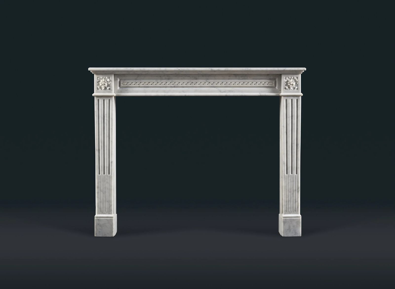 Louis XVI Style Carrara Marble Fireplace Surround