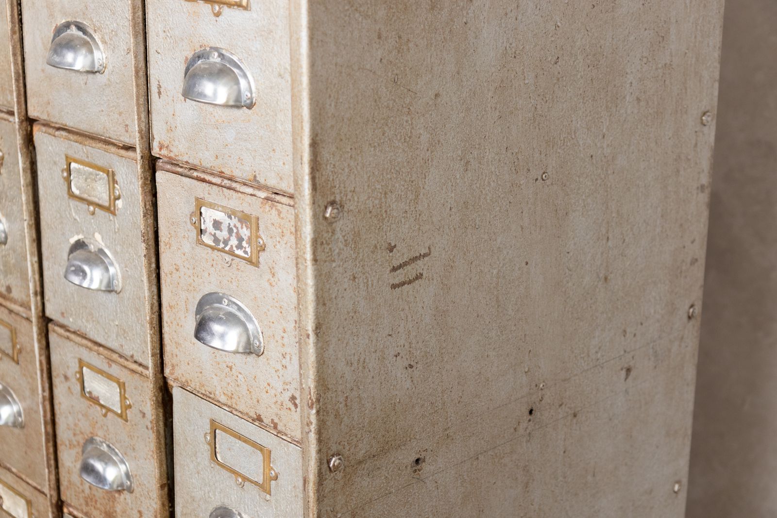 1950’s Industrial Bank Of Metal Drawers photo Furniture