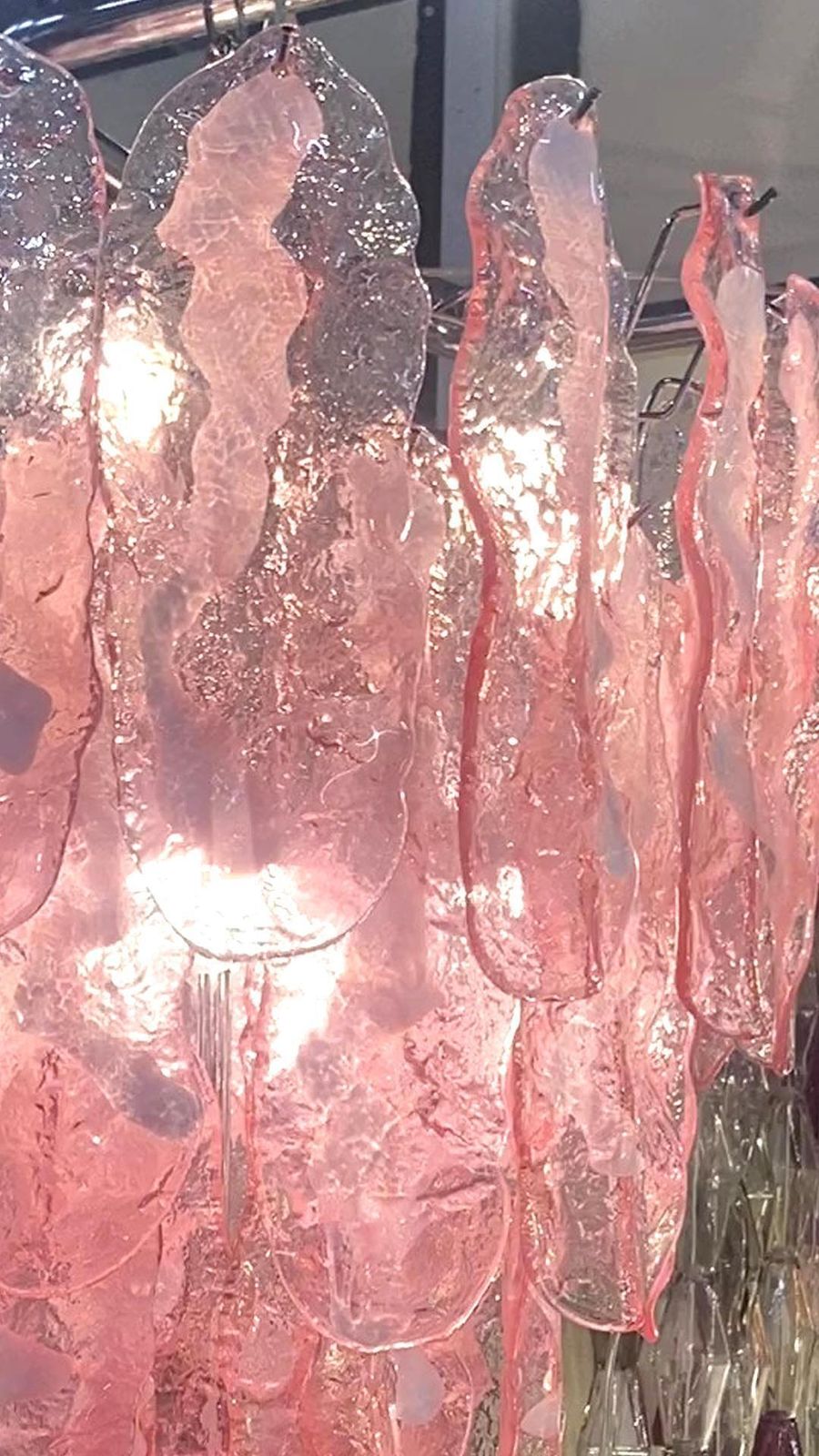 Contemporary Ivenetian Pink “Fiamme Flames” Murano Glass Chandelier photo 7088.0