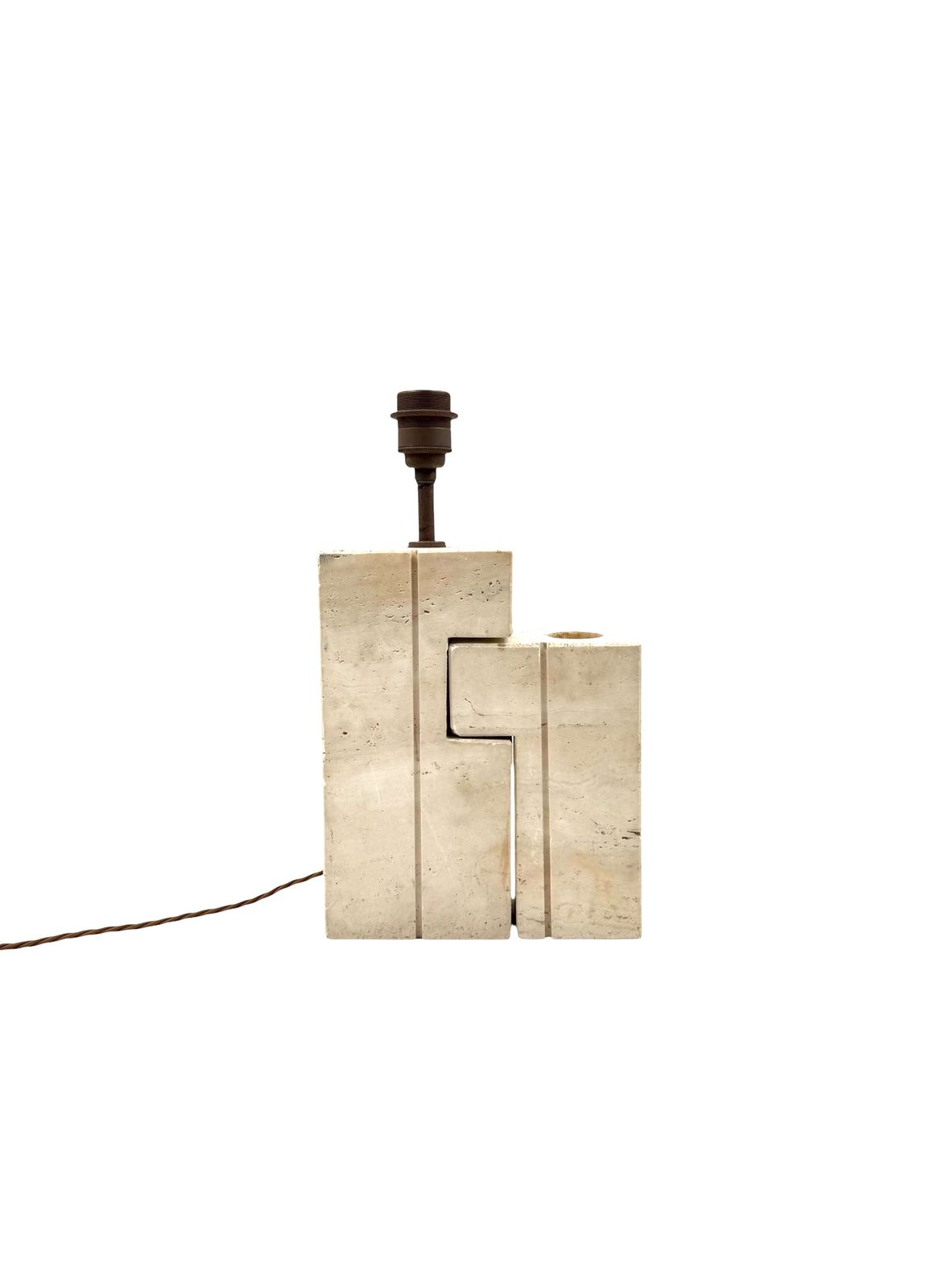 Mid Century Modern Travertine Sculptural Table Lamp, Giulio Cesari, Nucleo Sormani, Italy 1960s photo 1100.0