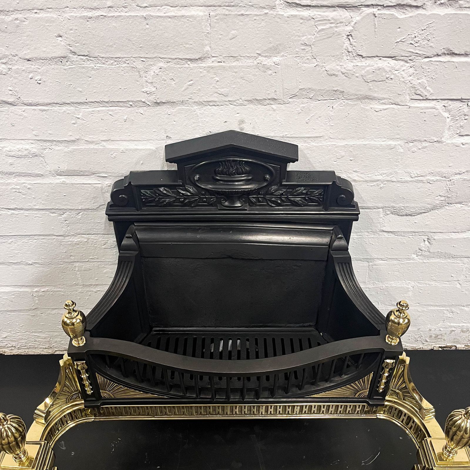 Antique Victorian Cast Iron And Brass Fire Basket photo for sale