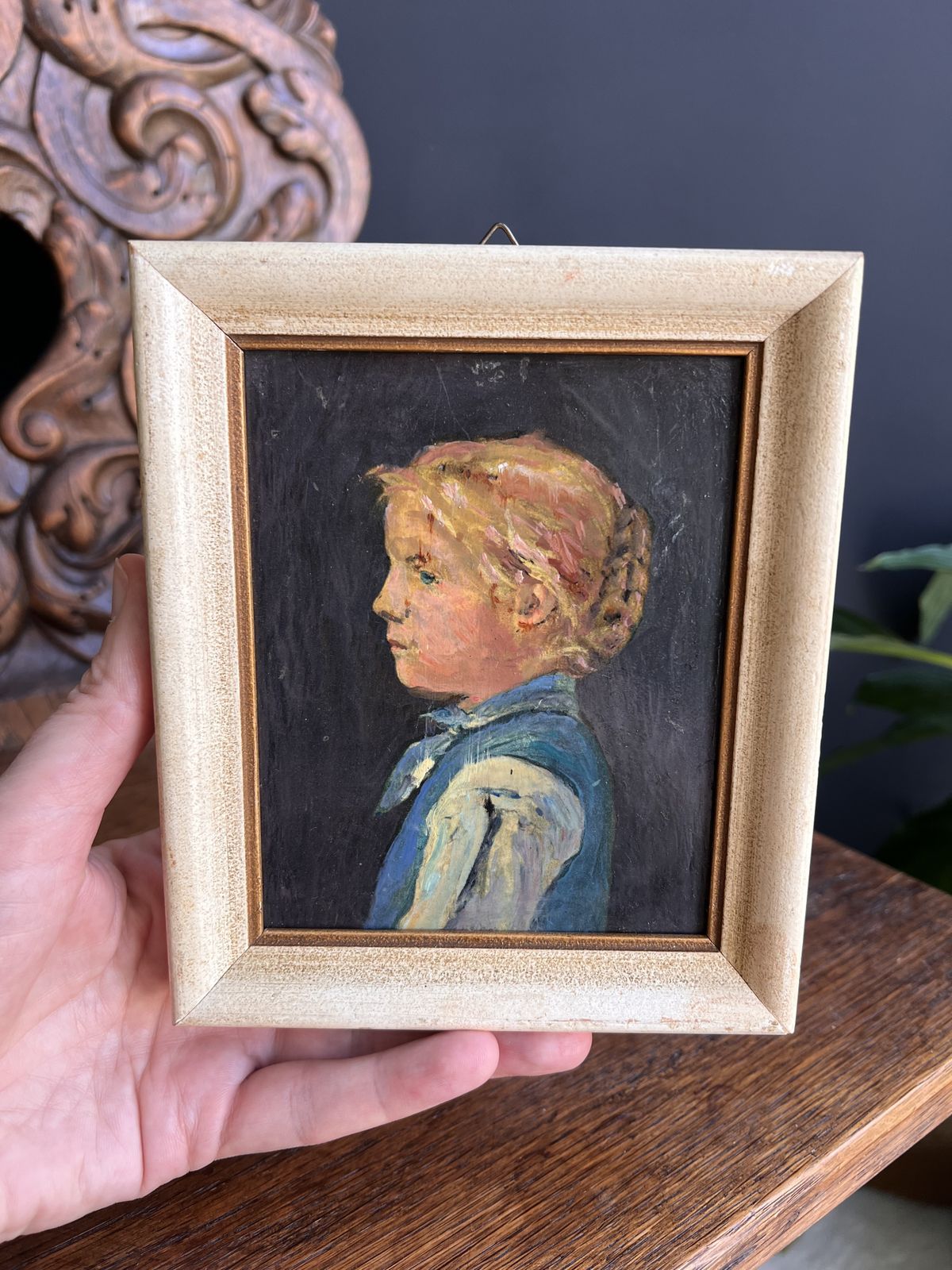 Original 1973 Vintage Miniature Portrait Of A Girl By Friedrich Johann Erismann   Jurer Mädchen, Swiss Art photo buy