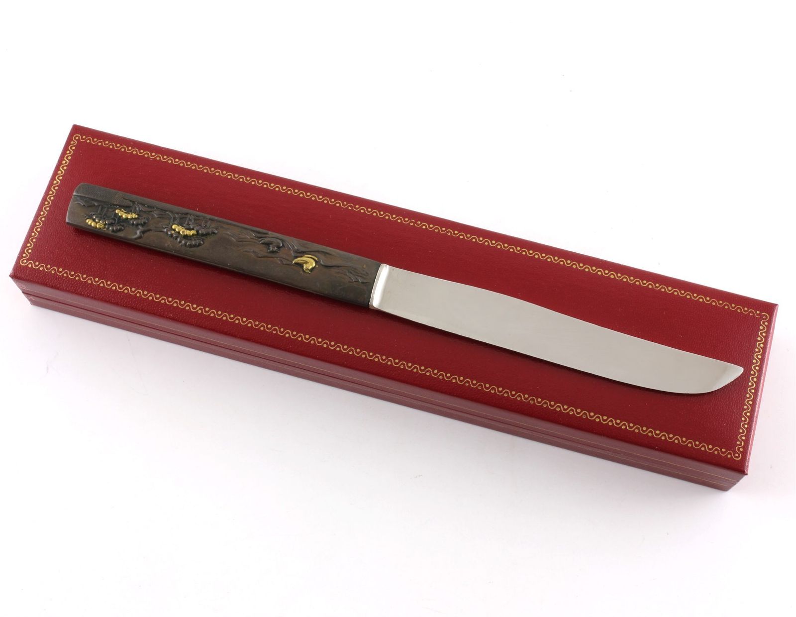 Antique Japanese Bronze Kozuka Duck Silver Letter Opener. Meiji C1880. photo 180.0