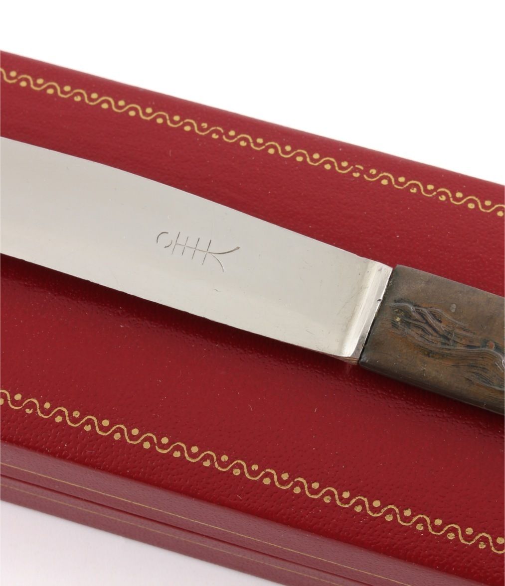 Antique Japanese Bronze Kozuka Duck Silver Letter Opener. Meiji C1880. photo buy
