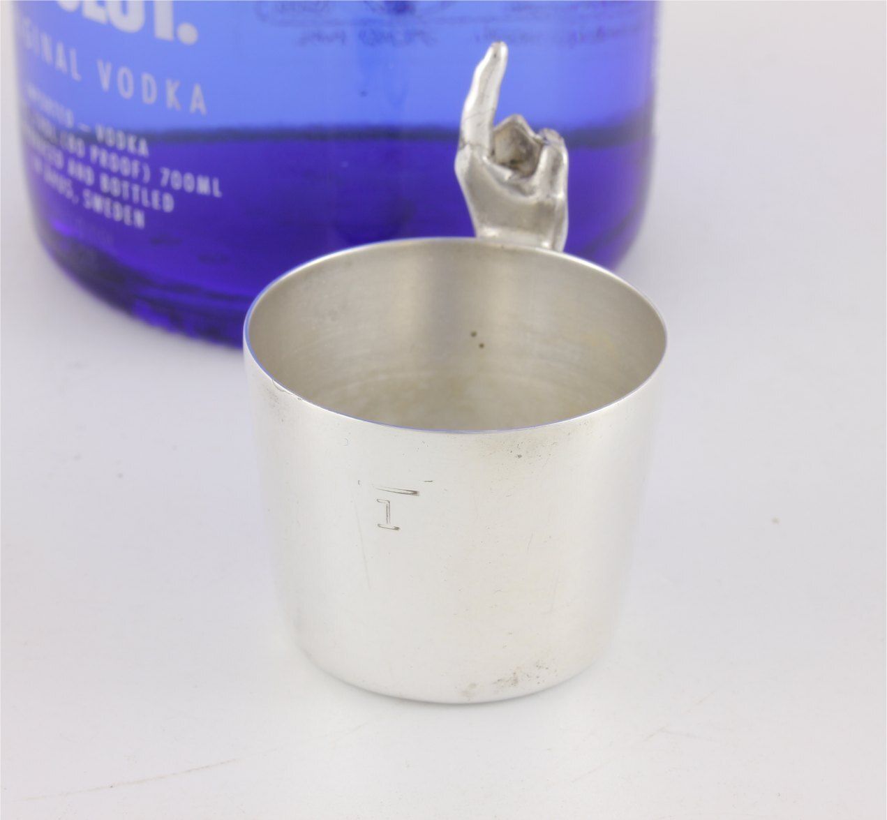 Silver Plate One Finger 1oz Spirit Measure Jigger. Napier Co. USA. C1950. photo for sale