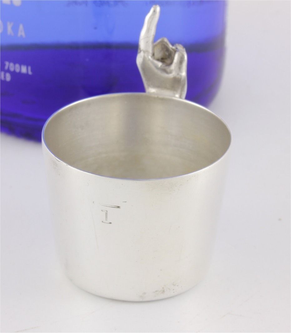 photo for sale Silver Plate One Finger 1oz Spirit Measure Jigger. Napier Co. USA. C1950.