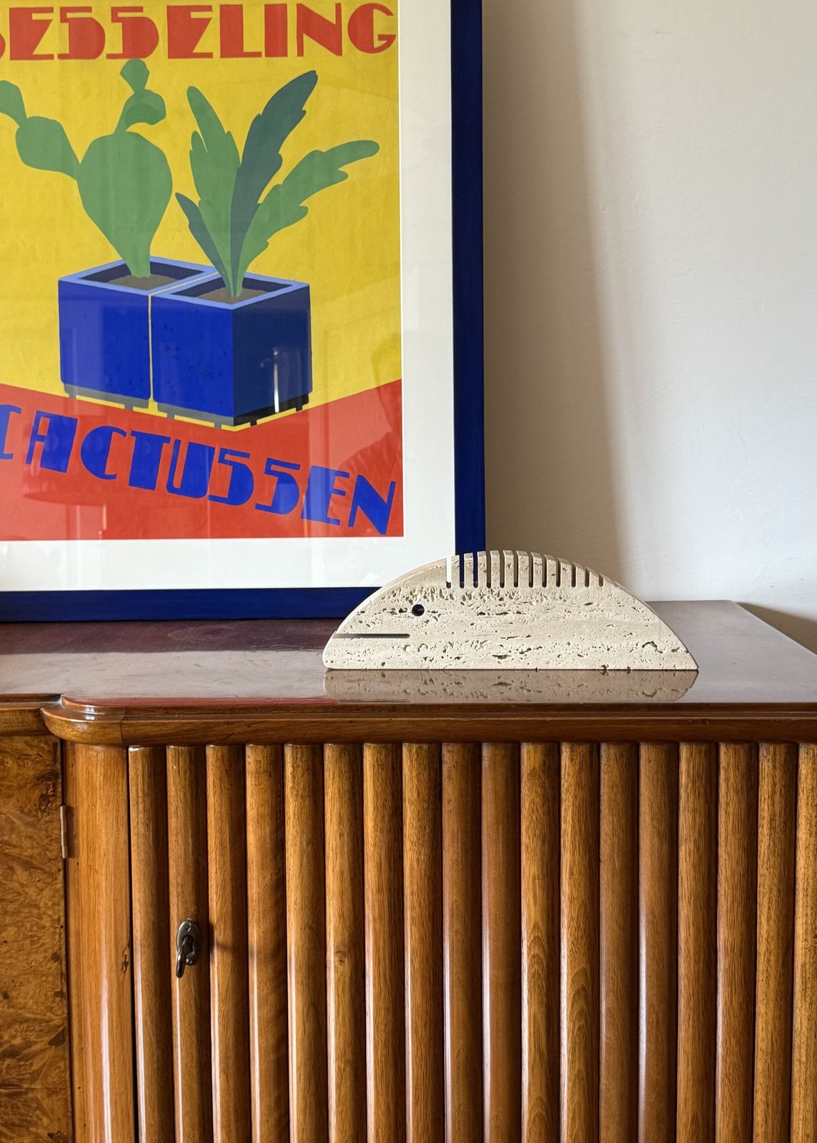 Brutalist Travertine Fish Shaped Desk Organizer/ Figure, Enzo Mari F.Lli Mannelli, Italy, 1970s photo furniture