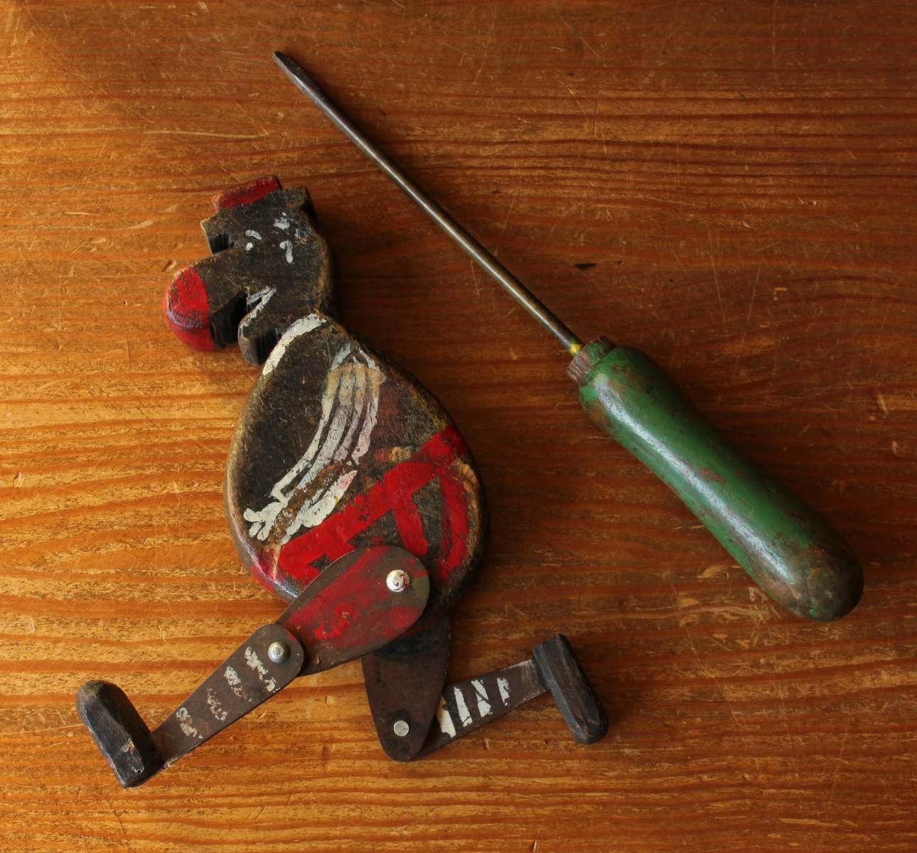 Folk Art Jig Man Figure. Carved Wood Walking Dancing Jiggy Toy Doll. photo 240.0