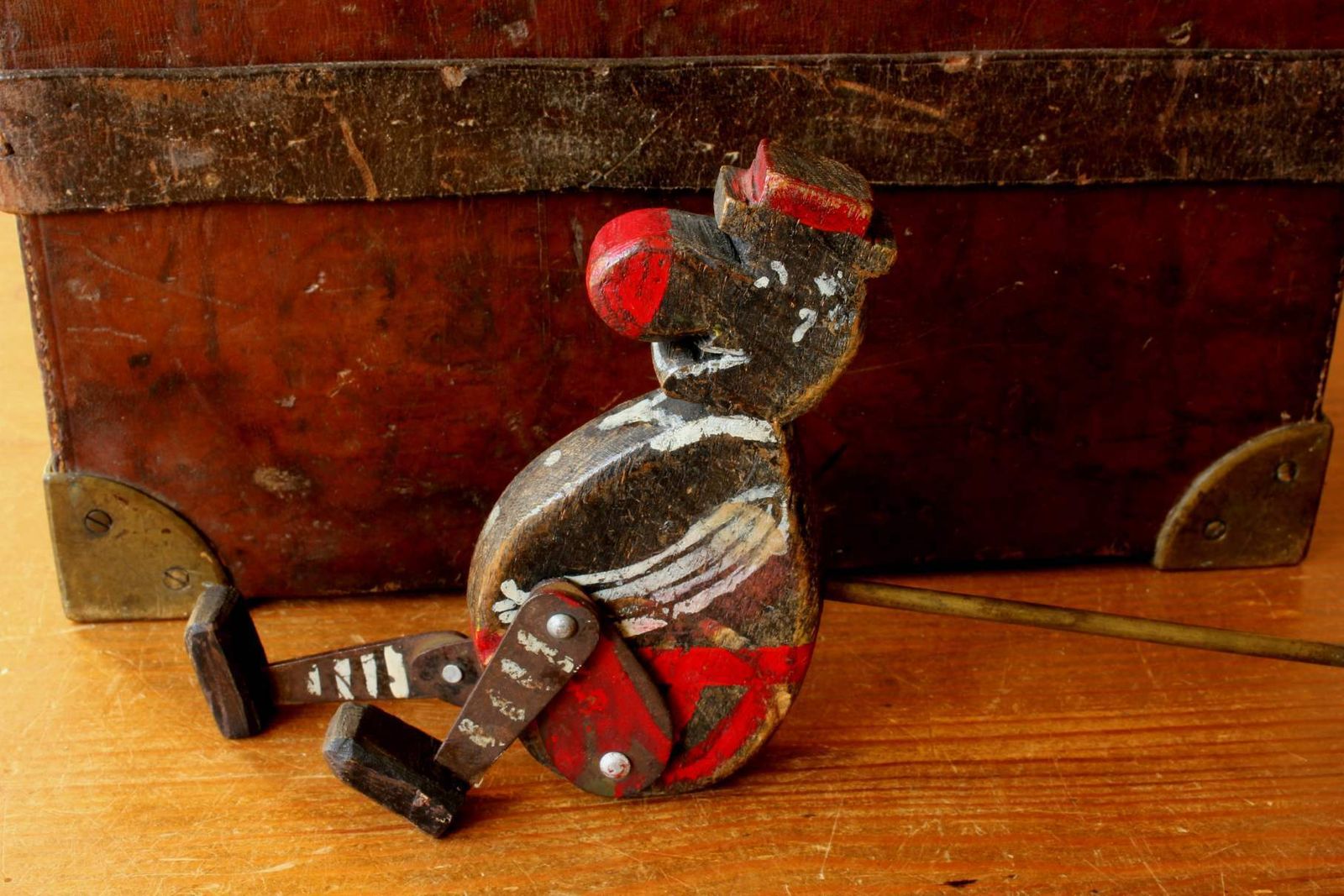 240.0 Folk Art Jig Man Figure. Carved Wood Walking Dancing Jiggy Toy Doll. photo