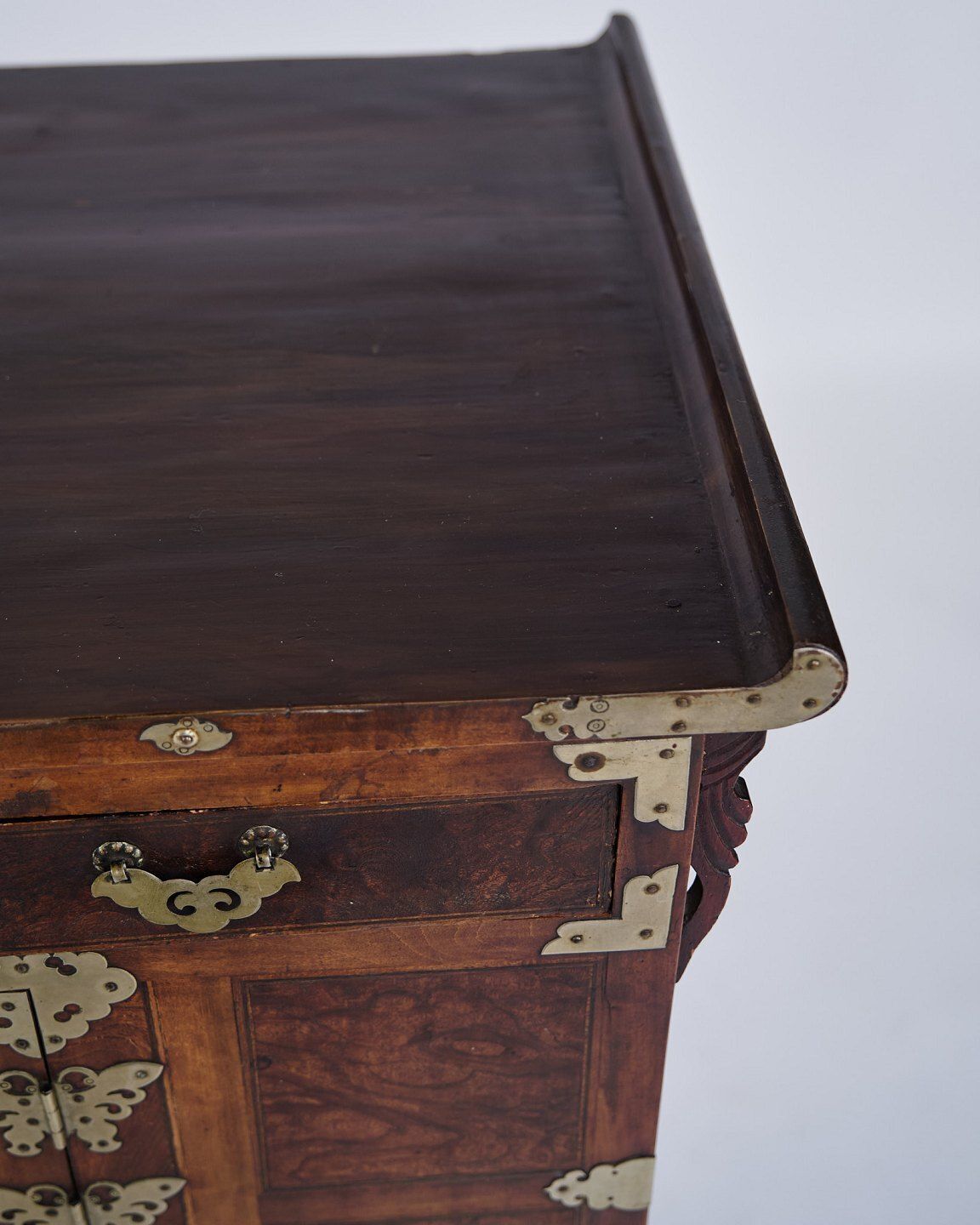 Antique Korean Bandaji Chest/Dresser   Wedding Chest   Dark Wood & Brass   Joseon Dynasty   1900s photo for sale