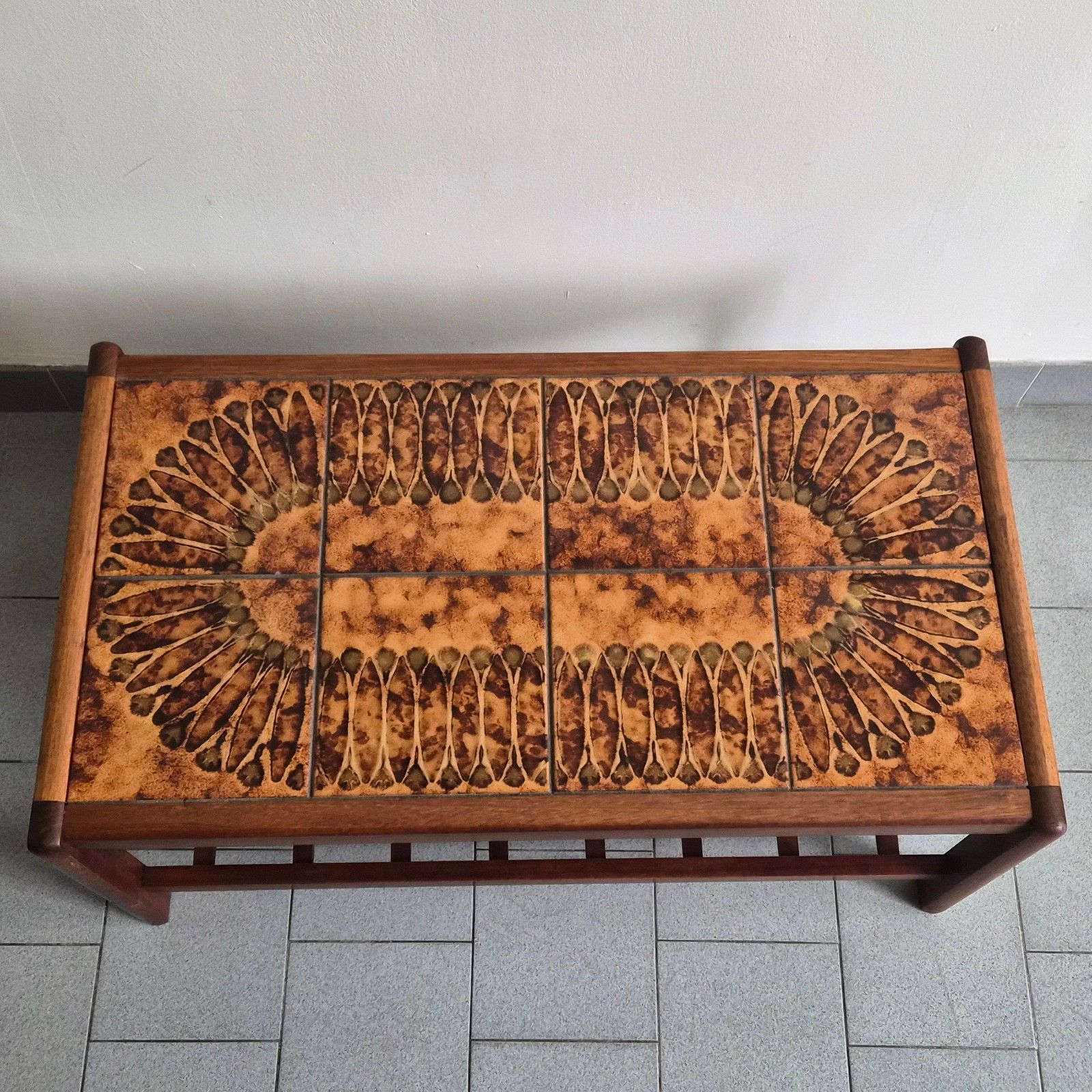 Vintage 1960 Scandinavian Teak & Ceramic Magazine Rack Coffee Table 60s Retro photo vintage