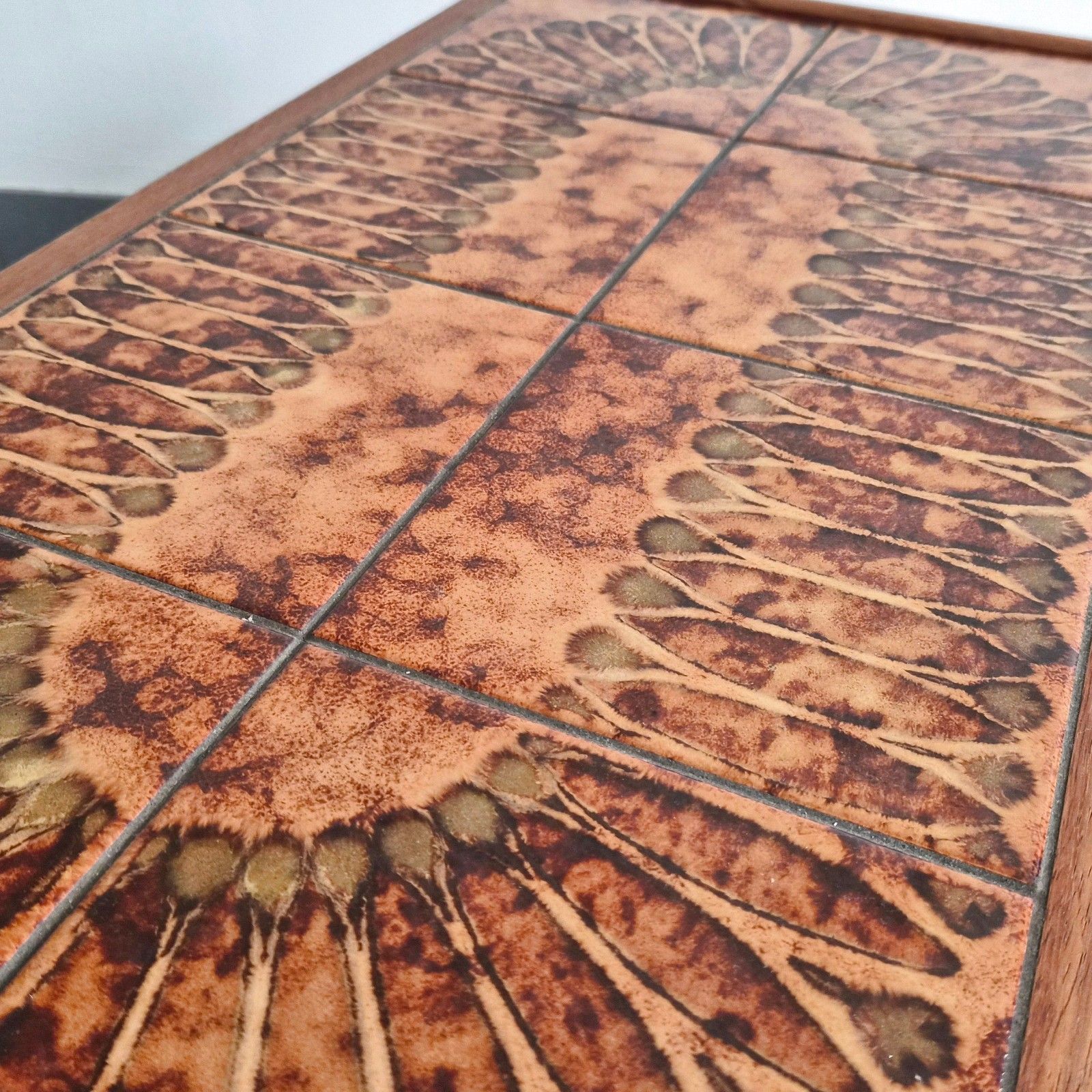 photo for sale Vintage 1960 Scandinavian Teak & Ceramic Magazine Rack Coffee Table 60s Retro