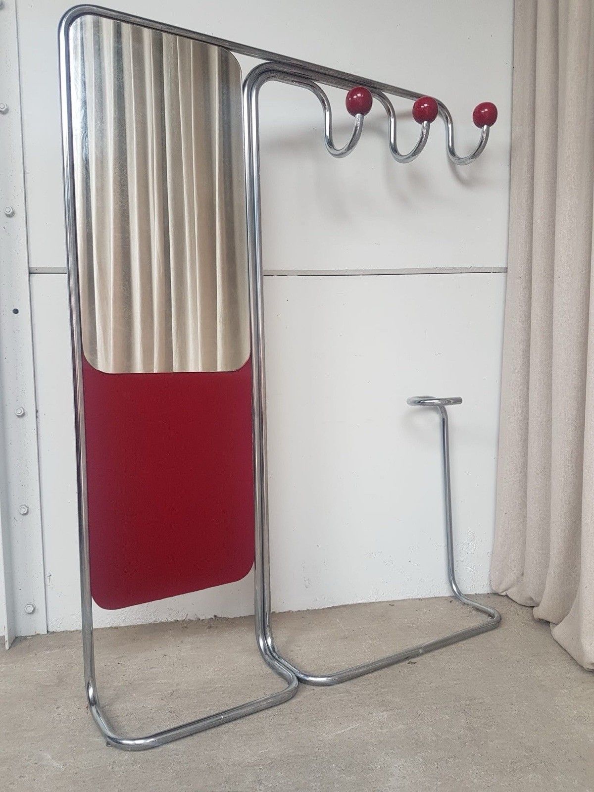 Vtg Mid Century Hallway Entranceway Coat Rack Mirror Bauhaus Danish R930 photo for sale