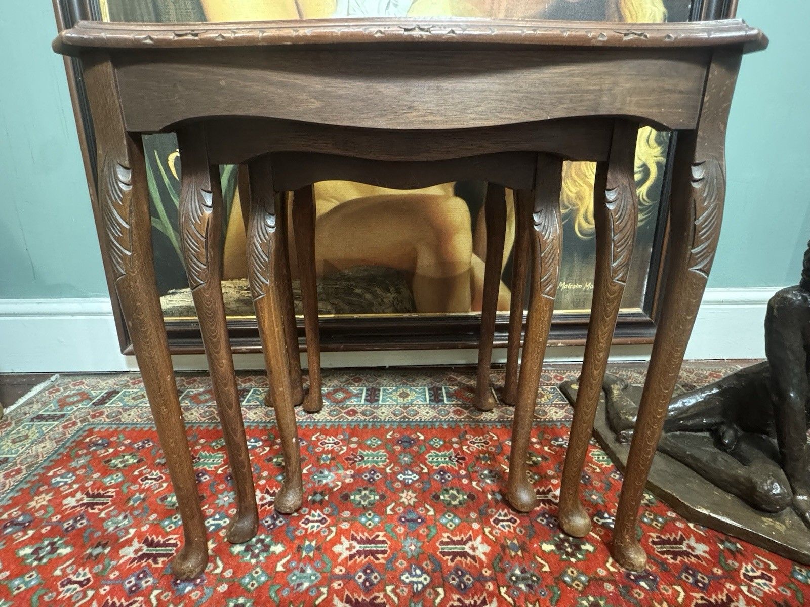 photo buy Regency Queen Anne Style Nest Of Three Tables In Rich Mahogany