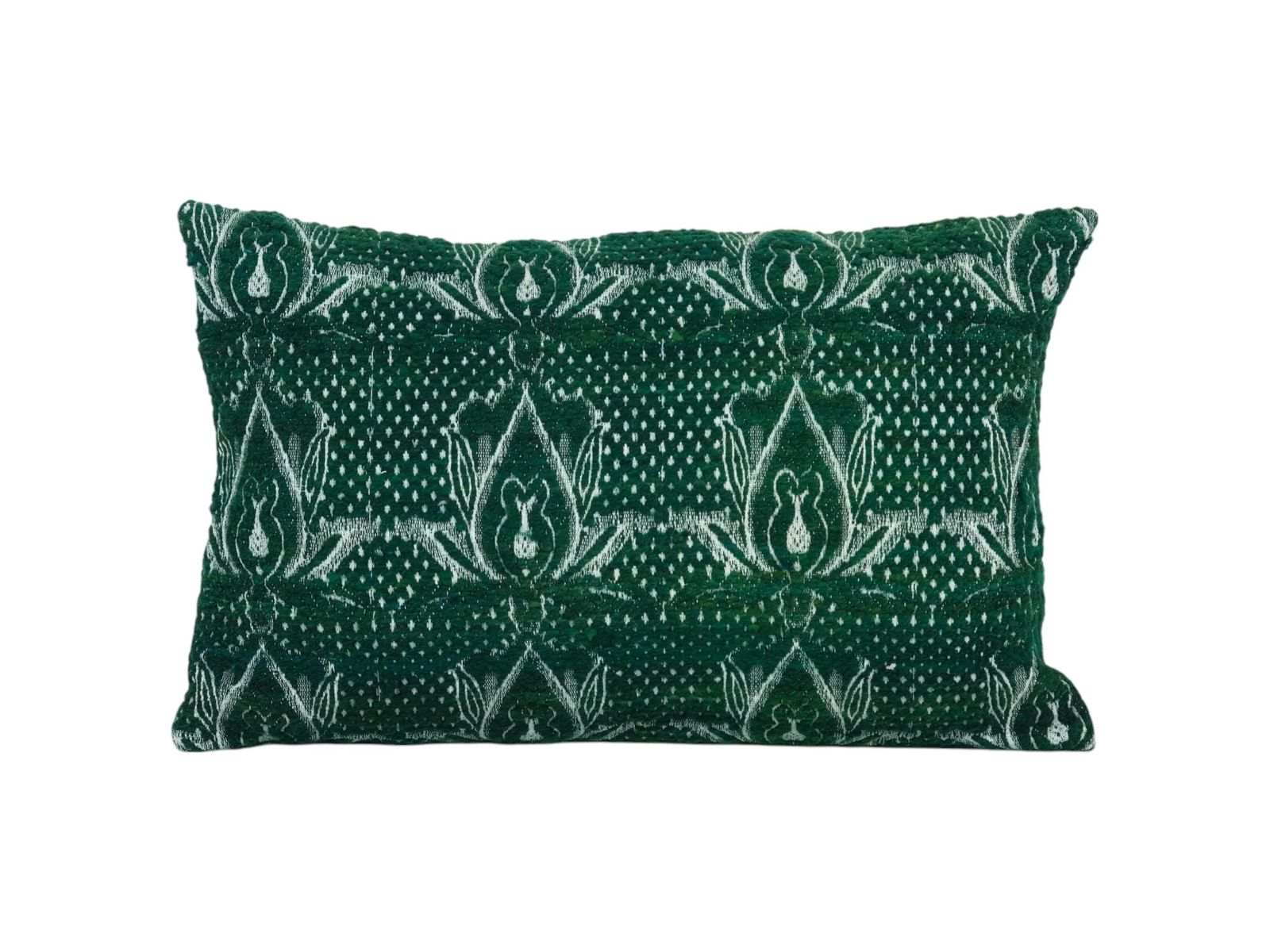 Traditional Turkish Dark Green Decorative Kilim Pillow, Anatolian Striped Lumbar Kilim Pillow Cove