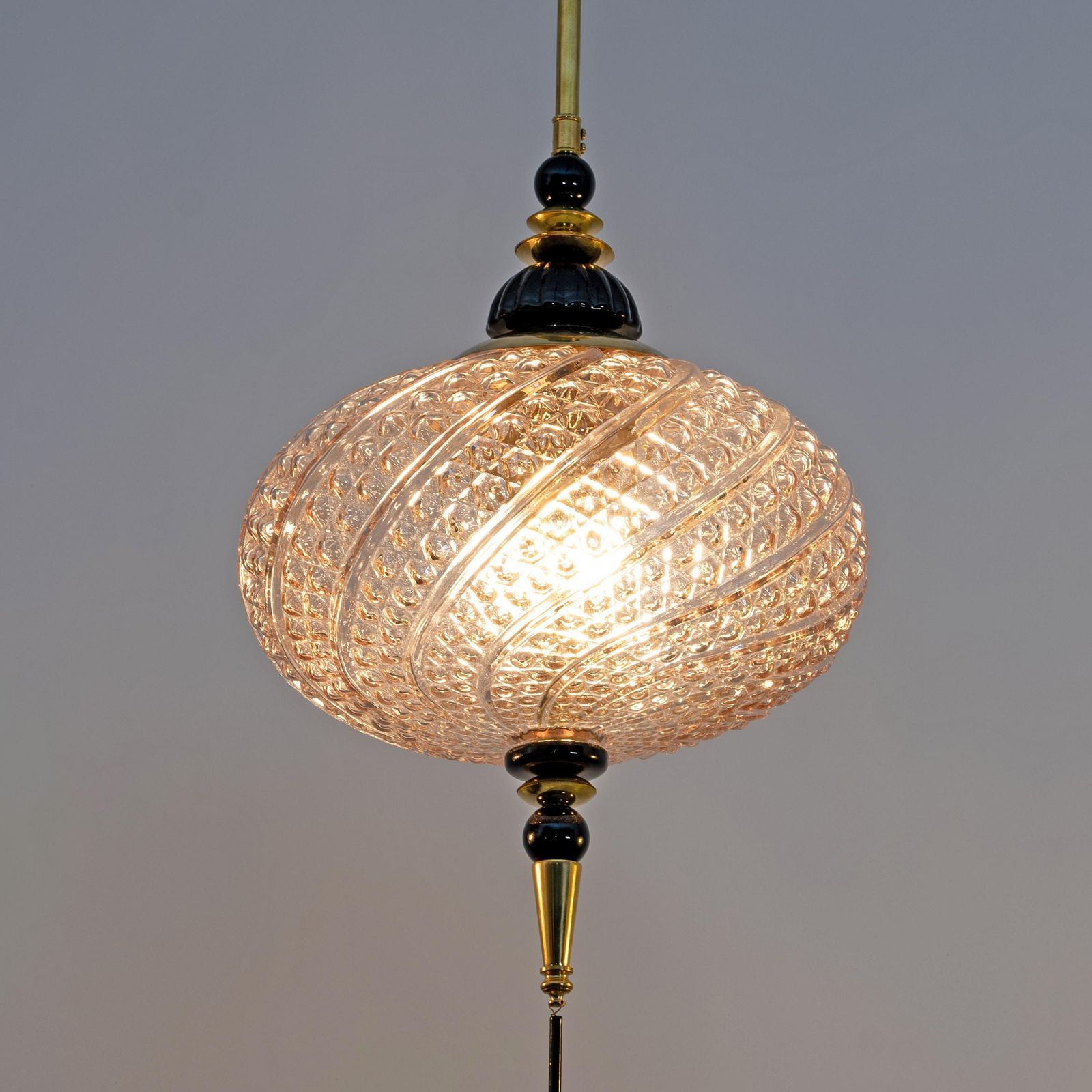 Blown Murano Glass And Brass Pendant Lamp photo Lighting
