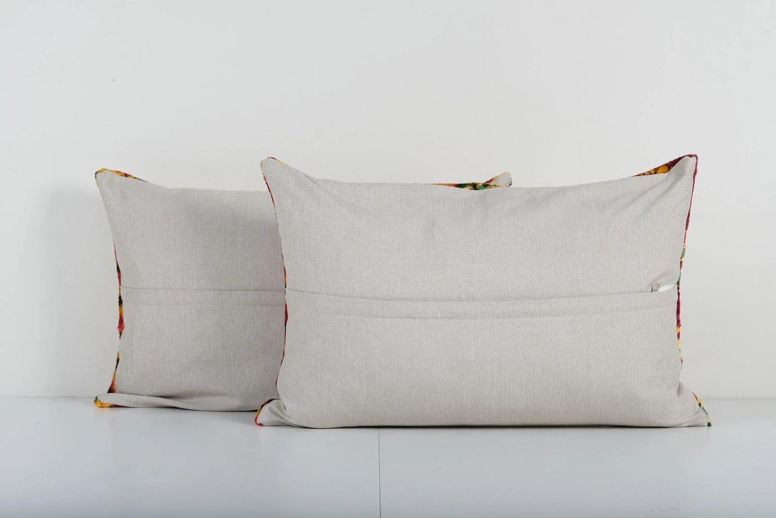 Bohemian Yellow Red Velvet Pillow Cover   Set Of Two Handmade Silk Cushion Cover photo for sale