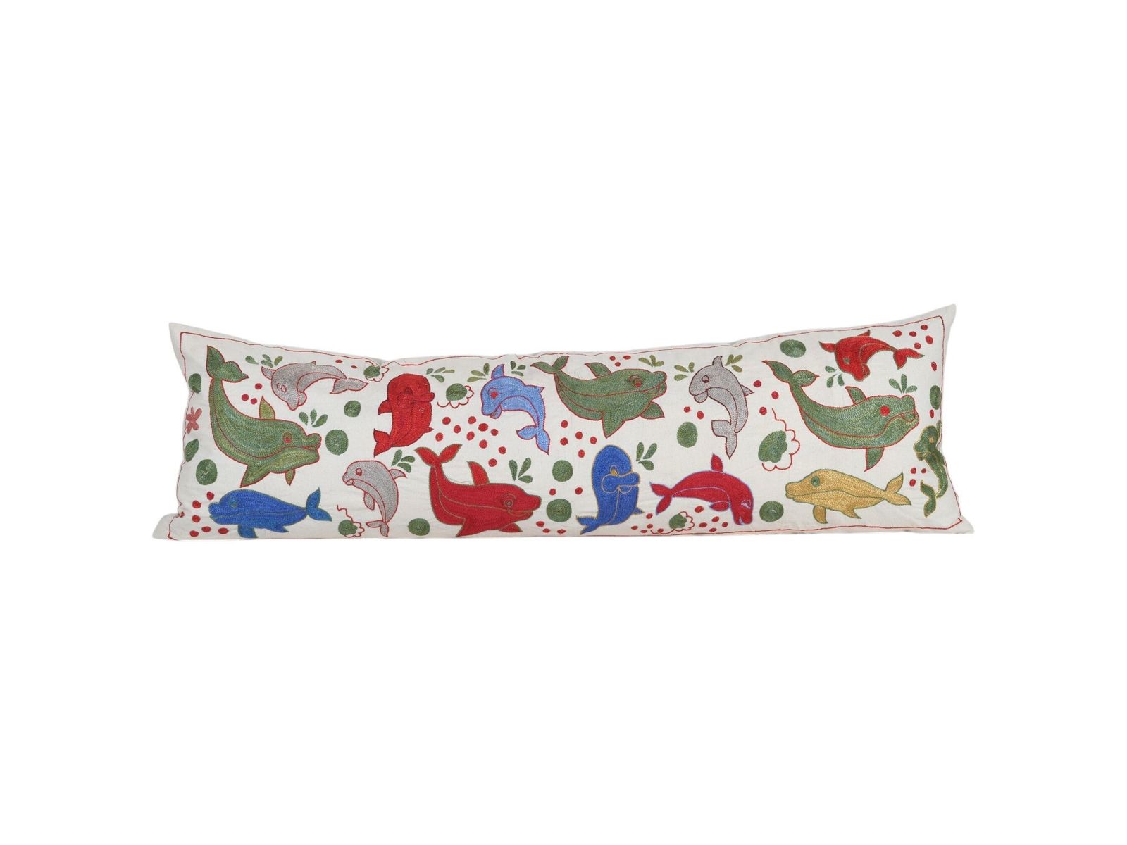 Uzbek Traditional Suzani Fish Design Bedding Pillow   Handmade Embroidery Cushion Cover