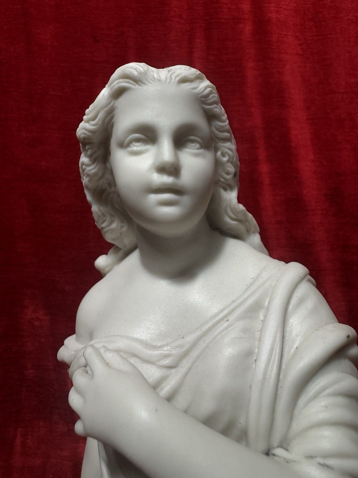 Antique Victorian Parian Ware Robed Lady Standing With Lyre Figure Sculpture photo 225.0
