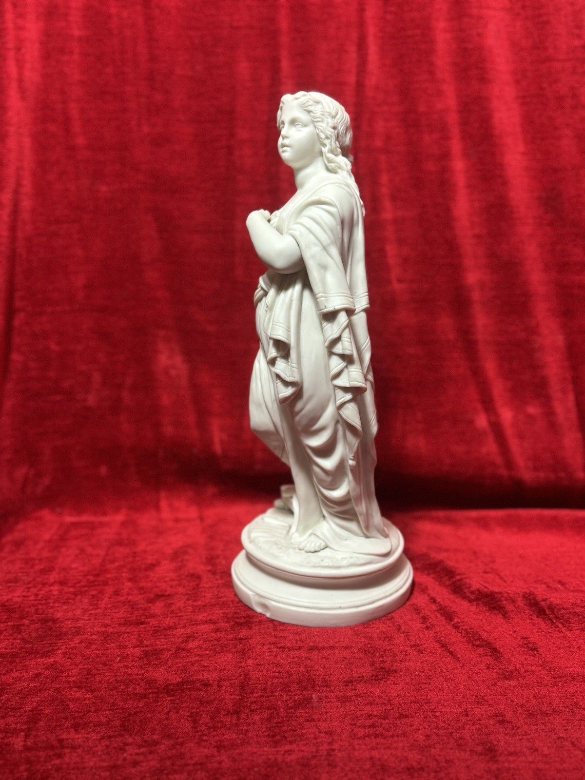 Antique Victorian Parian Ware Robed Lady Standing With Lyre Figure Sculpture photo vintage
