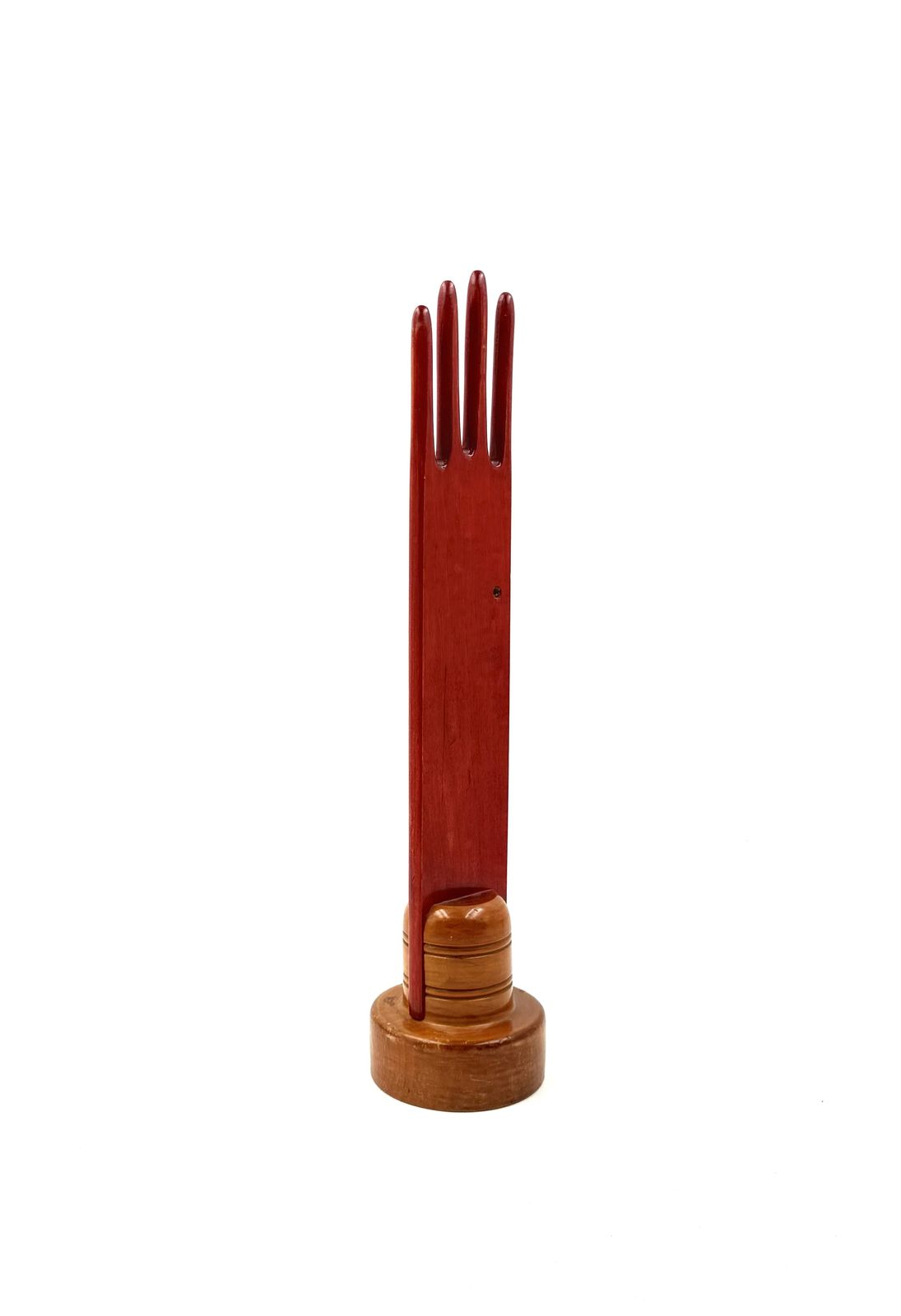 250.0 Red Wood Hand Jewelry Display, France 1960s photo