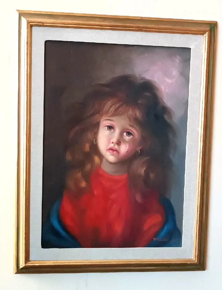 Oil Painting On Canvas Portrait Girl Pietro Pantino (1941 2020) photo furniture