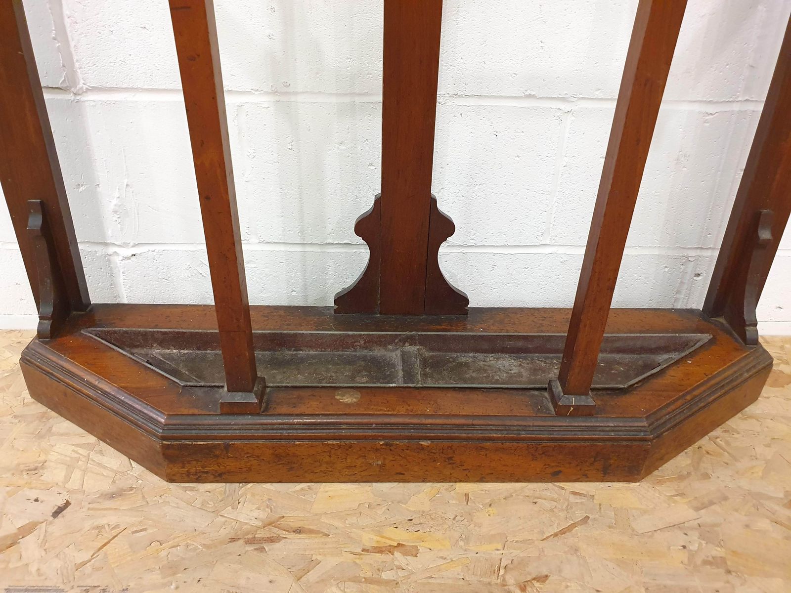 Edwardian Style Hall Tree With Mirror, Umbrella Holders, And Coat Hangers photo 255.0