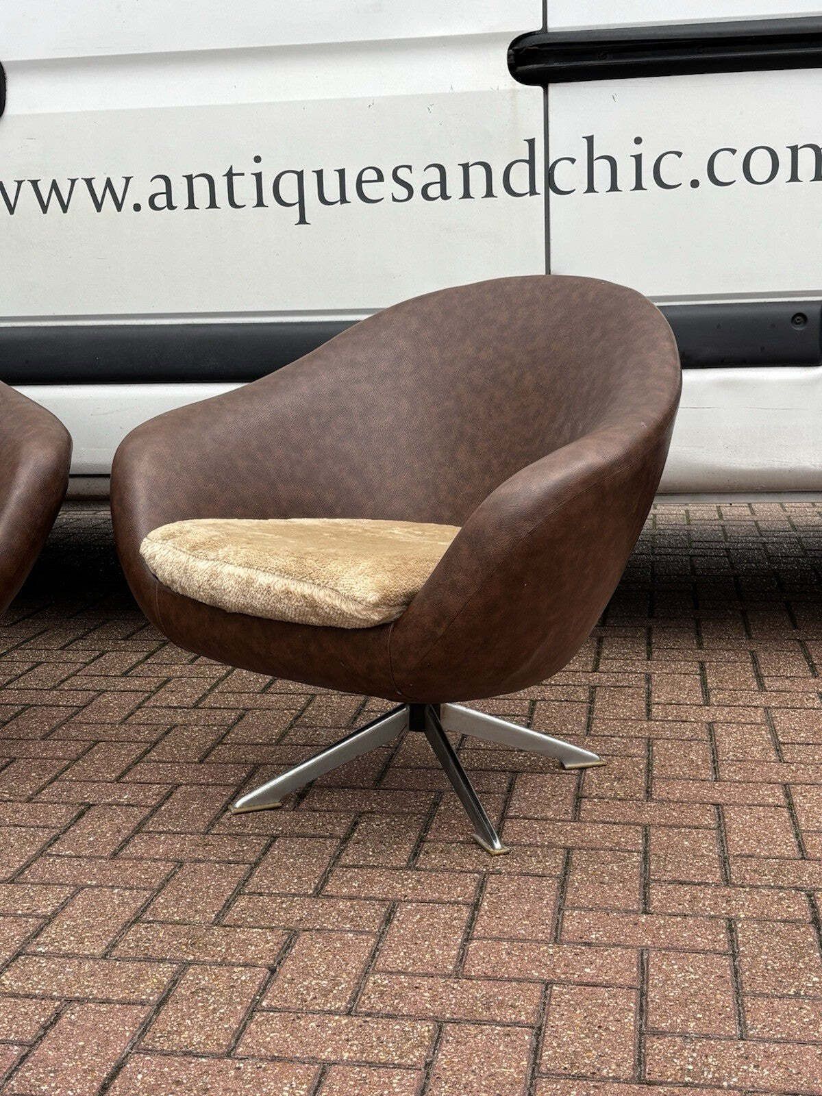 Pair Of Mid Century Swivel Pod Armchairs photo furniture