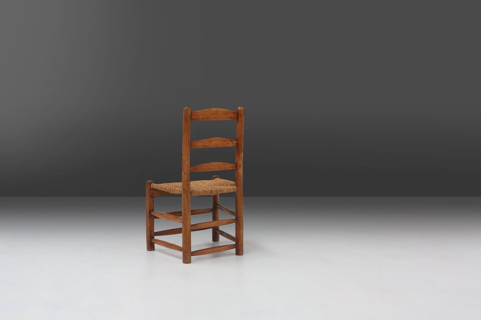French Wabi Sabi Wood And Wicker Side Chair, 1850s photo vinterior