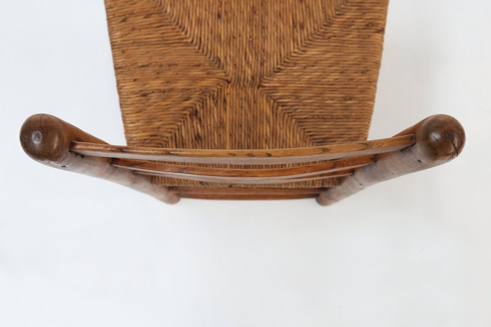 French Wabi Sabi Wood And Wicker Side Chair, 1850s photo vintage