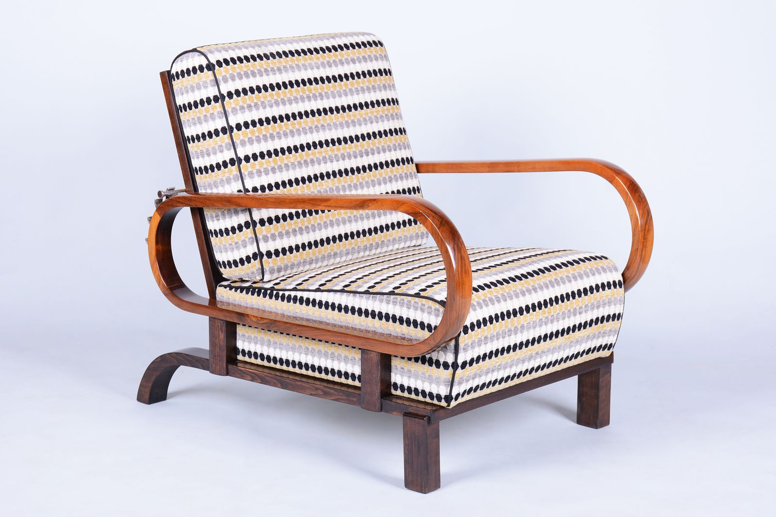 Restored Art Deco Adjustable Armchair, By J. Halabala, Up Závody, Czech. 1920s